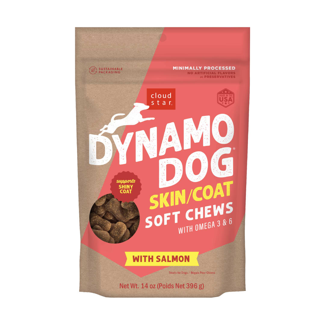 Cloud Star Dynamo Dog Skin & Coat Soft Chews Grain Free Dog Treats, Salmon, 14 oz. Pouch