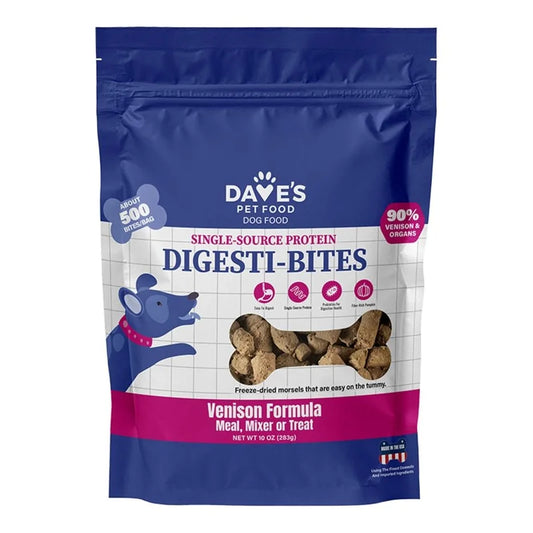 Dave’s Pet Food Dog Treats Digesti-Bites Freeze-Dried Venison 10oz