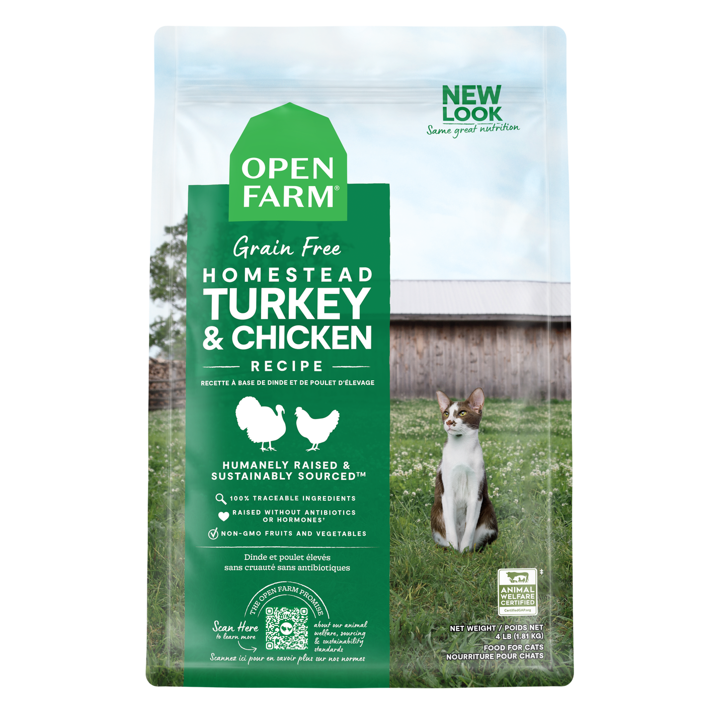 Open Farm Open Farm Homestead Turkey & Chicken Recipe Grain Free Kibble For Cats 4lb Bag