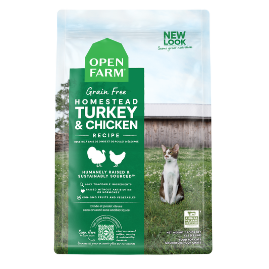 Open Farm Open Farm Homestead Turkey & Chicken Recipe Grain Free Kibble For Cats 4lb Bag