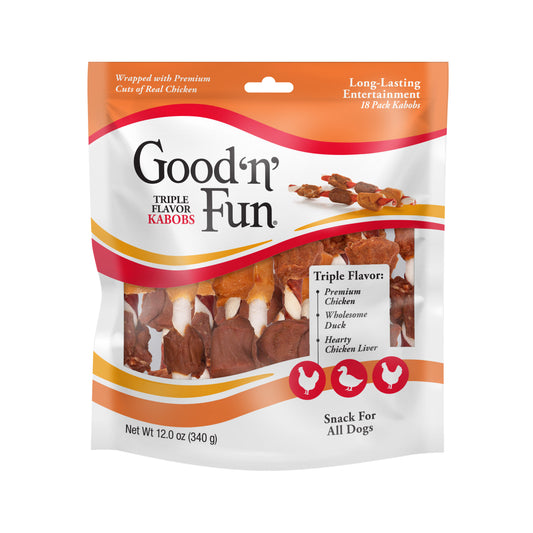 Good ’n’ Fun Triple Flavor Kabobs 18 Count, Rawhide For Dogs
