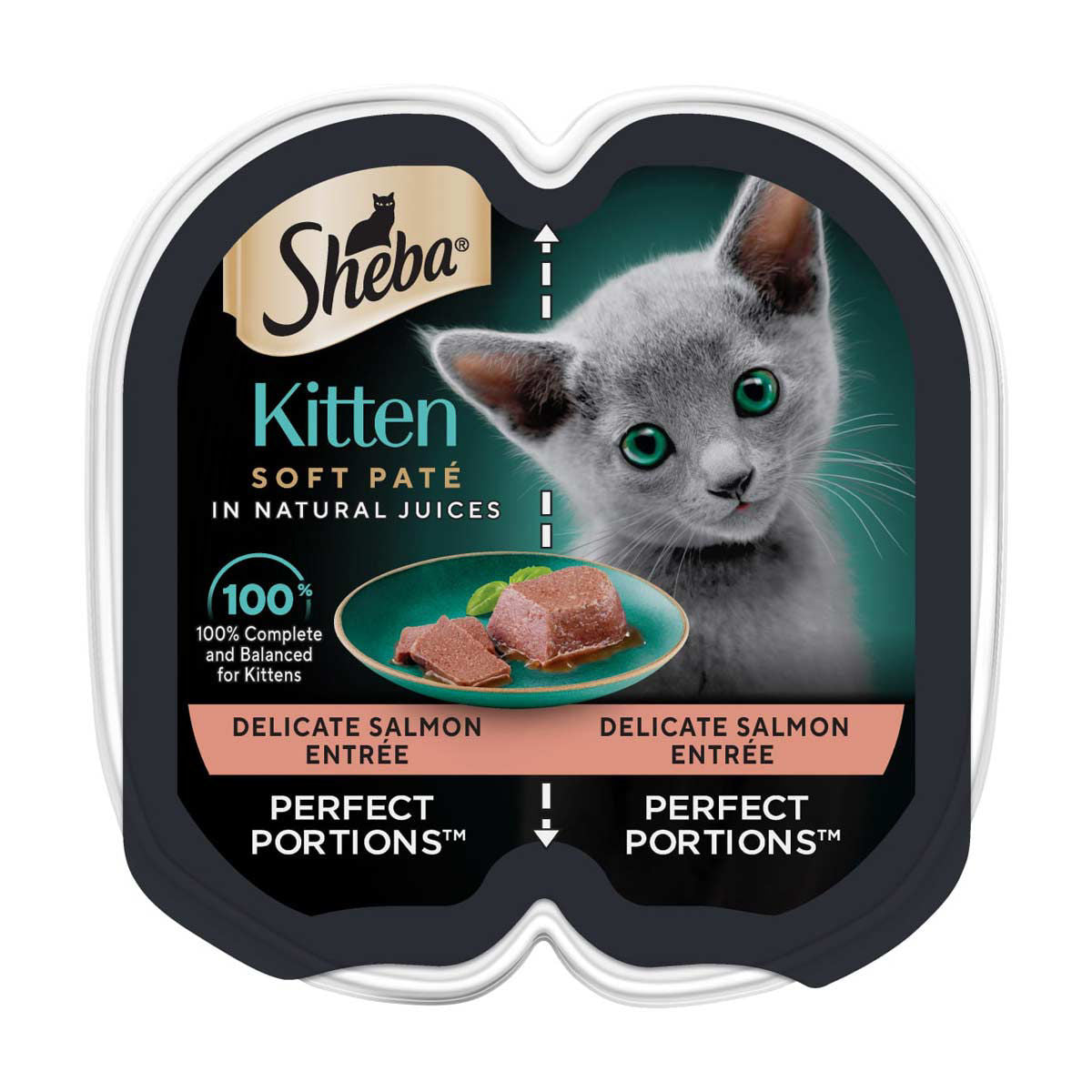 Sheba Perfect Portions Kitten Wet Cat Food Pate Salmon Entree 2.6oz Twin-Pack Tray