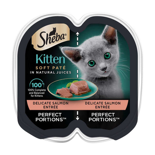 Sheba Perfect Portions Kitten Wet Cat Food Pate Salmon Entree 2.6oz Twin-Pack Tray