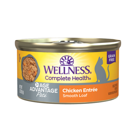 Wellness Complete Health Age Advantage Senior Wet Cat Food Chicken Pate 7+ Years Old 3oz Can