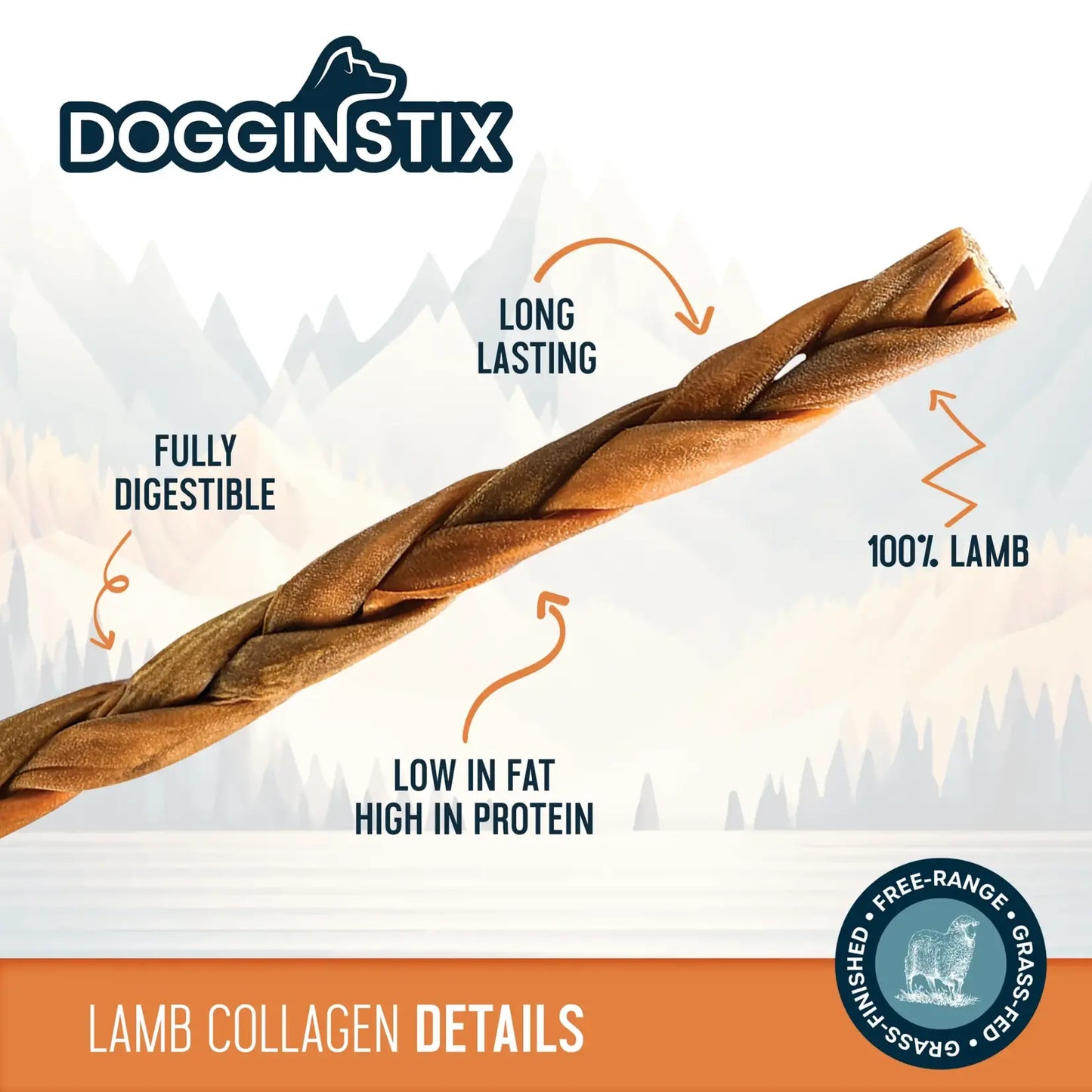 Dogginstix Braided Lamb Collagen 6in