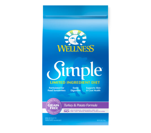 Wellness Simple Natural Grain Free Limited Ingredient Dry Dog Food Turkey and Potato Recipe 26lb Bag