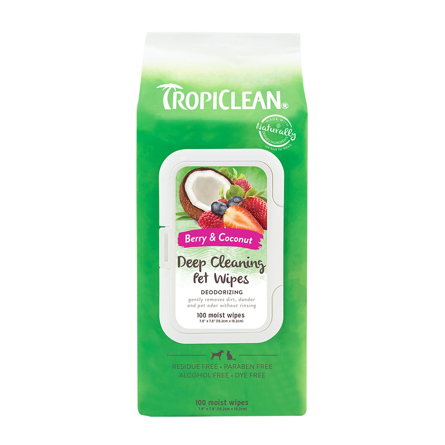 TropiClean Deep Cleaning Pet Wipes, 100ct