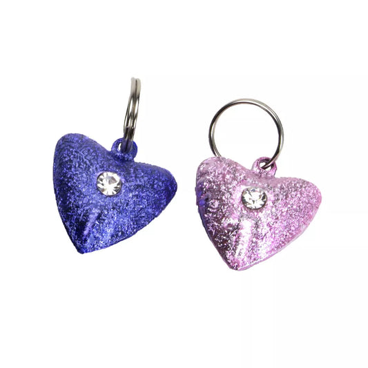 Coastal Frosted Designer Cat Bells Pink and Purple Hearts 2pk