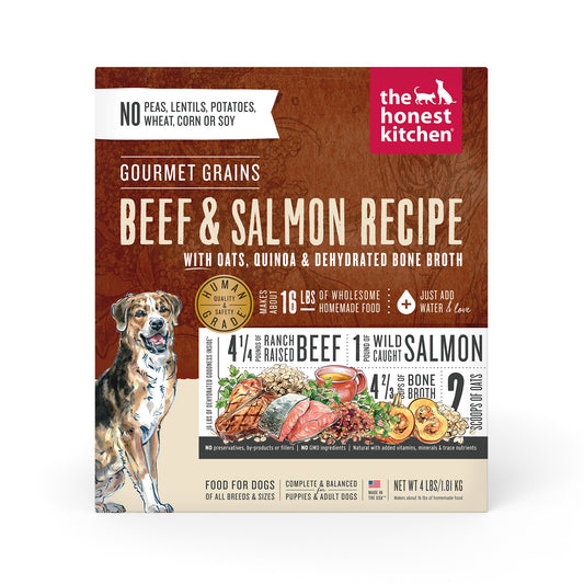 The Honest Kitchen Dehydrated Gourmet Grains Beef & Salmon Dog Food 4lb