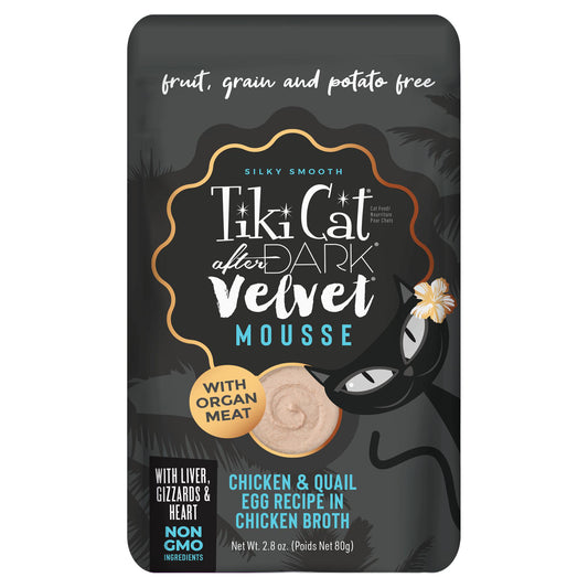 Tiki Cat After Dark Velvet Mousse Wet Cat Food, Chicken & Quail Egg, 2.8oz