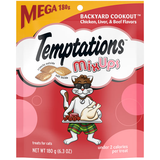 Temptations MixUps Backyard Cookout Flavor Crunchy and Soft Cat Treats, 6.3 oz. Pouch