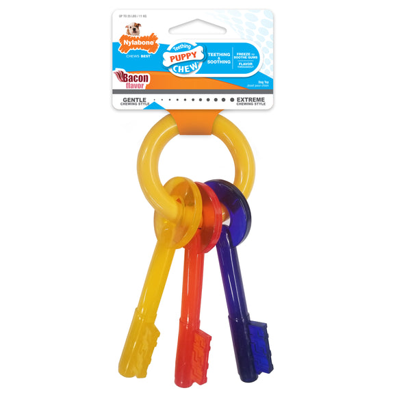 Nylabone Just for Puppies Teething Chew Toy Keys Bacon Keys Small/Regular