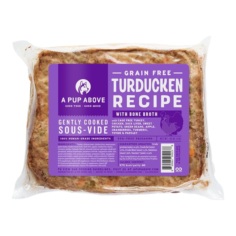 A Pup Above Frozen Dog Food Gently Cooked Turducken 1 lb