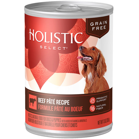 Holistic Select Natural Wet Grain Free Canned Dog Food, Beef Pâté Recipe, 13Oz Can