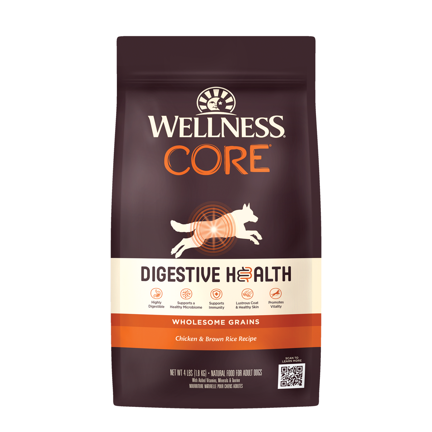 Wellness CORE Digestive Health Chicken & Brown Rice Dry Dog Food 4lb Bag