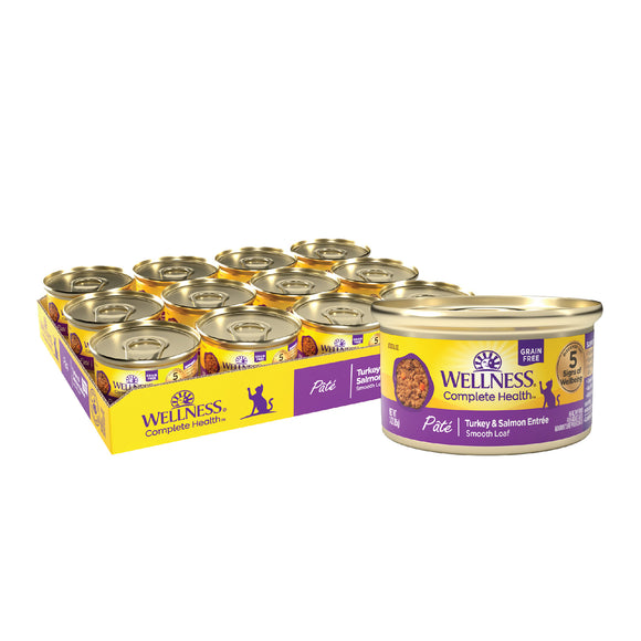 Wellness Complete Health Grain Free Canned Cat Food Turkey & Salmon Pate 3ozs