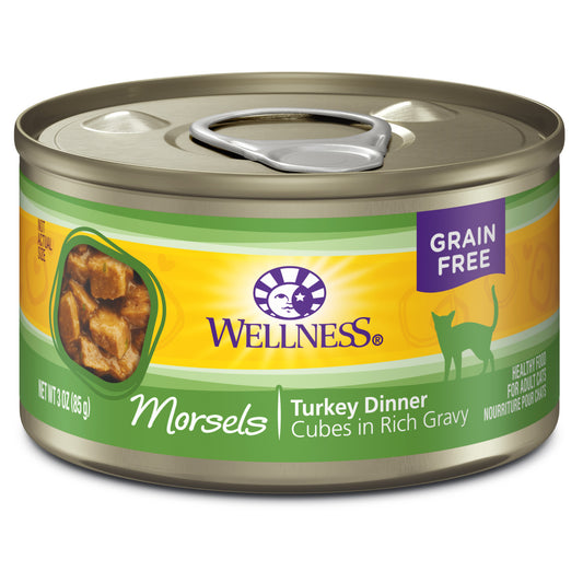 Wellness Complete Health Natural Grain Free Wet Canned Cat Food, Cubed Turkey Entree, 3oz
