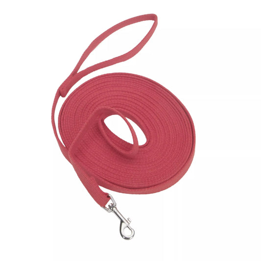 Coastal Train Right 15ft Long 5/8in Cotton Web Dog Leash Red