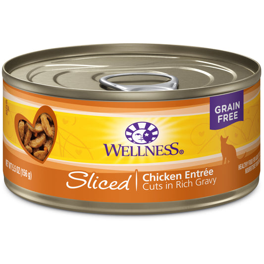 Wellness Complete Health Natural Grain Free Wet Canned Cat Food Sliced Chicken Entree 5.5oz Can