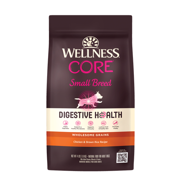 Wellness CORE Digestive Health Small Breed Chicken & Brown Rice Dry Dog Food 4lb Bag