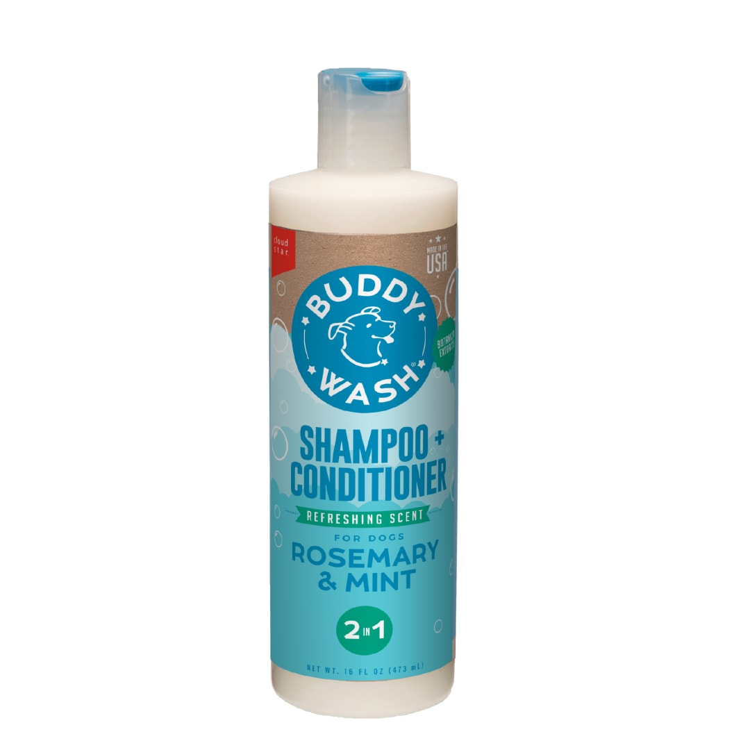 Buddy Grooming Wash 2 in 1 Dog Shampoo, Rosemary & Mint, 16 oz. Bottle