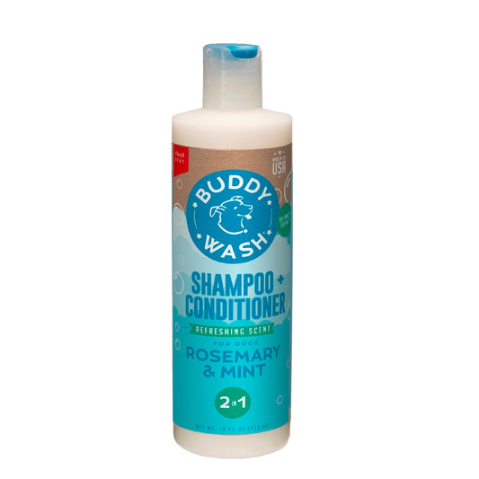 Buddy Grooming Wash 2 in 1 Dog Shampoo, Rosemary & Mint, 16 oz. Bottle