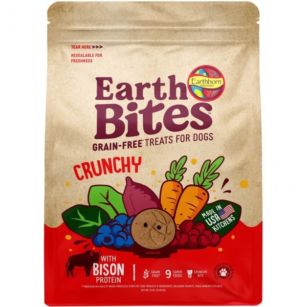Earthborn Holistic EarthBites Crunchy Bison Meal Recipe Baked Dog Treats 10oz