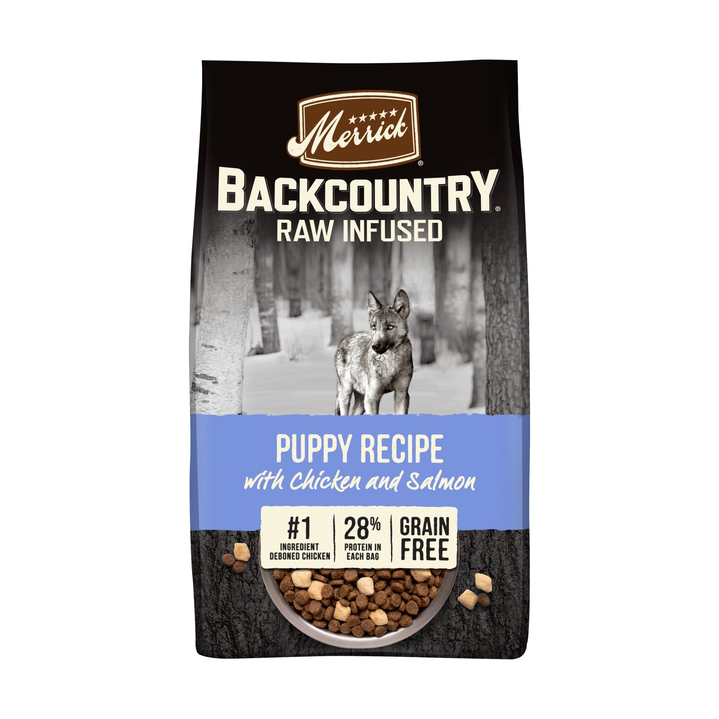 Merrick Backcountry Grain Free Dry Puppy Dog Food, Kibble With Freeze Dried Raw Pieces, Chicken Recipe 4lb