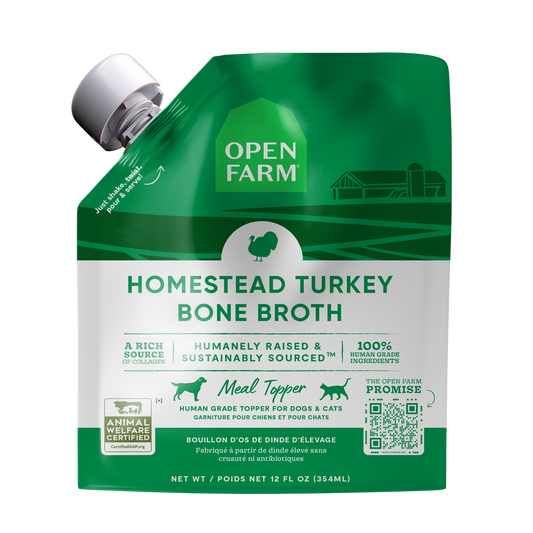 Open Farm Homestead Turkey Bone Broth For Dogs & Cats 33.8oz Tetra