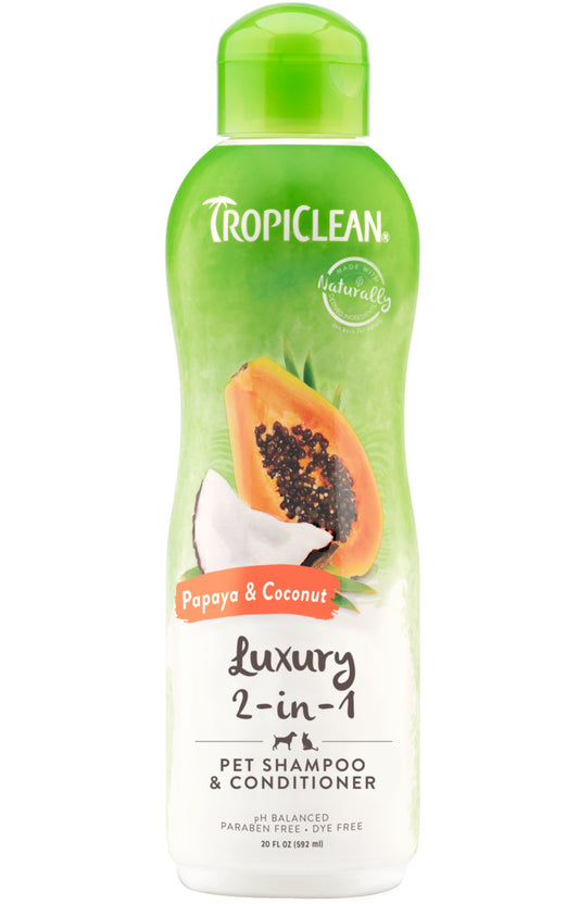 TropiClean Papaya & Coconut Luxury 2-in-1 Shampoo and Conditioner for Pets, 20oz