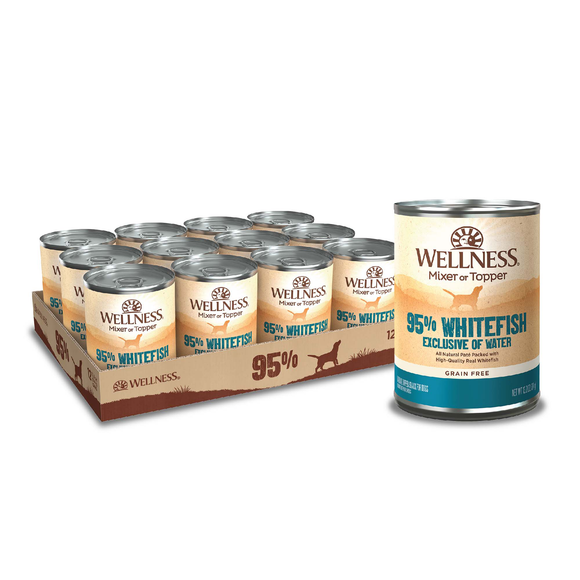 Wellness 95% Whitefish Natural Wet Grain Free Canned Dog Food 13.2oz Can