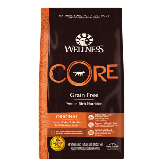Wellness CORE Natural Grain Free Dry Dog Food Original Turkey & Chicken 4lb Bag