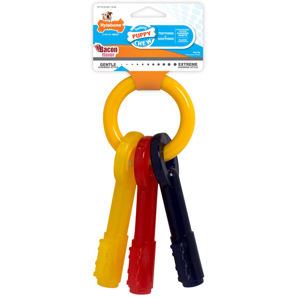 Nylabone Just for Puppies Teething Chew Toy Keys Bacon Keys Medium/Wolf