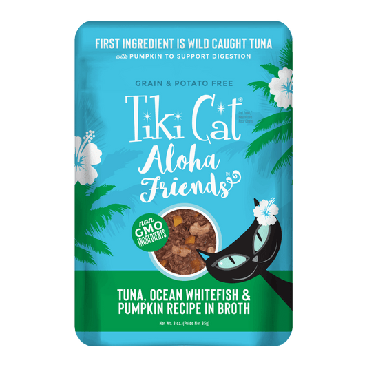 Tiki Cat Aloha Friends Wet Cat Food, Tuna, Ocean Whitefish & Pumpkin, 3oz Pouch