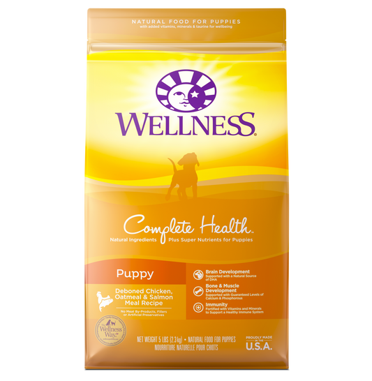 Wellness Complete Health Natural Dry Puppy Food Chicken Salmon & Oatmeal 5lb Bag