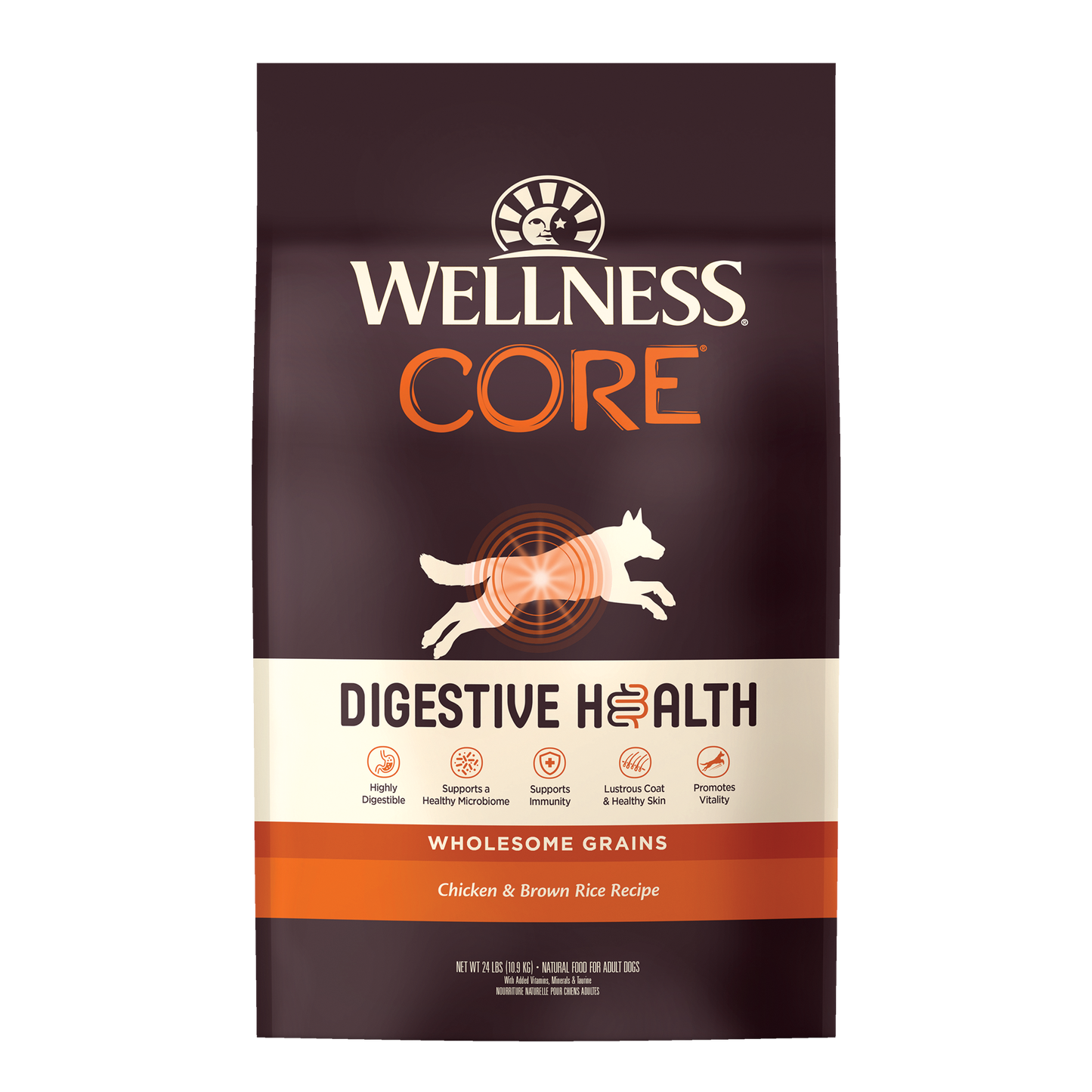 Wellness CORE Digestive Health Chicken & Brown Rice Dry Dog Food, 24lb