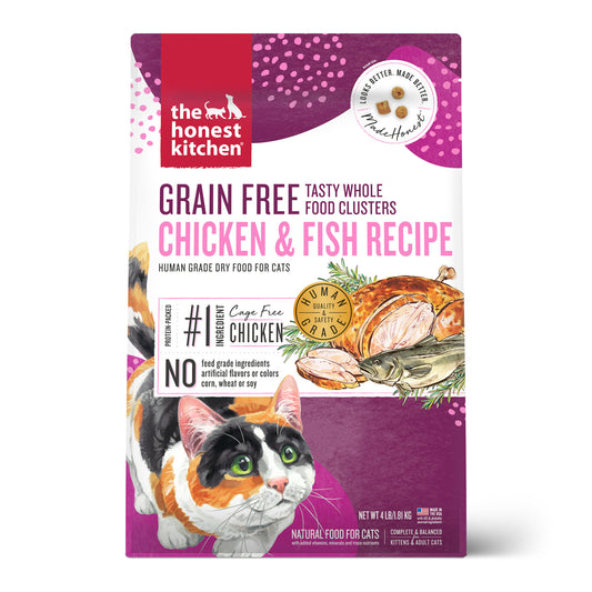 The Honest Kitchen Whole Food Clusters Grain Free Chicken & Fish Dry Cat Food 4lb