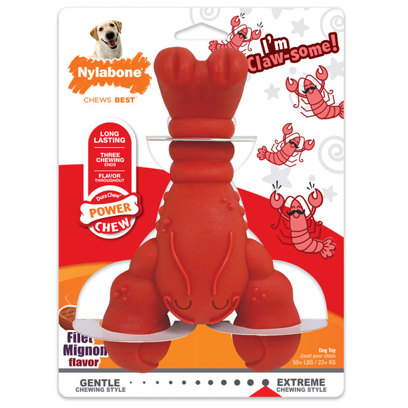Nylabone Power Chew Lobster Dog Toy Filet Mignon Lobster X-Large/Souper