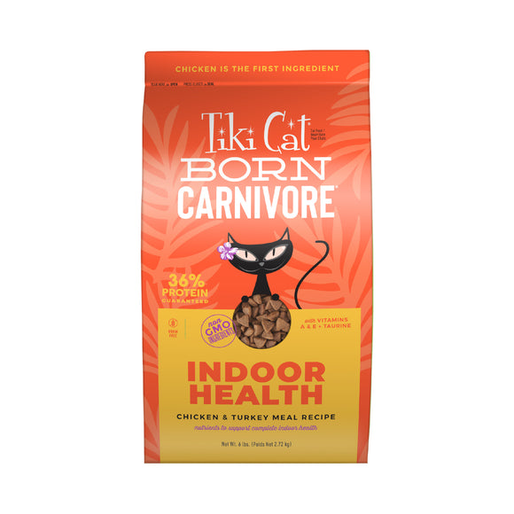 Tiki Cat Born Carnivore Indoor Health Dry Cat Food Chicken & Turkey Meal 6lb