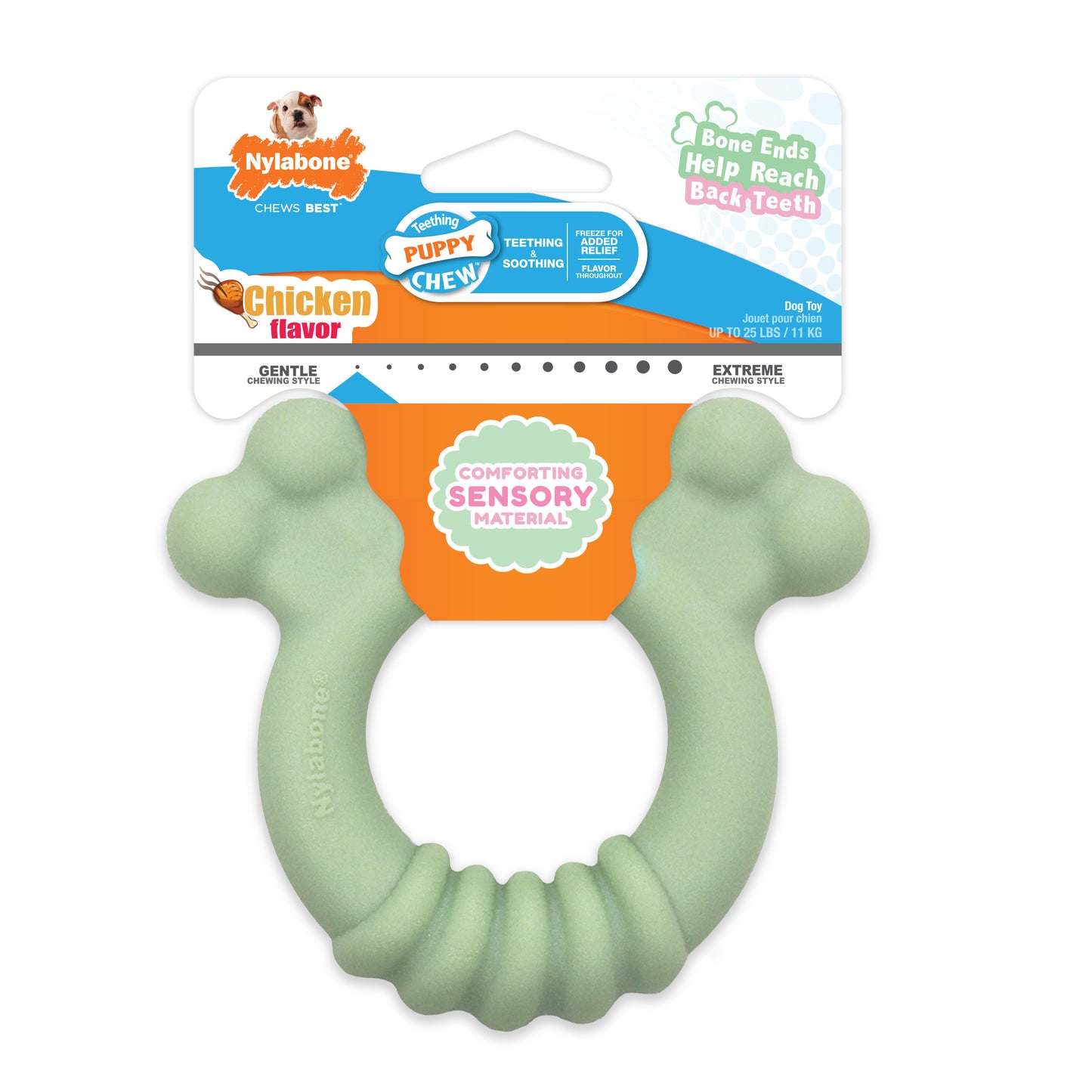 Nylabone Sensory Material Puppy Teething Ring Chicken Small/Regular