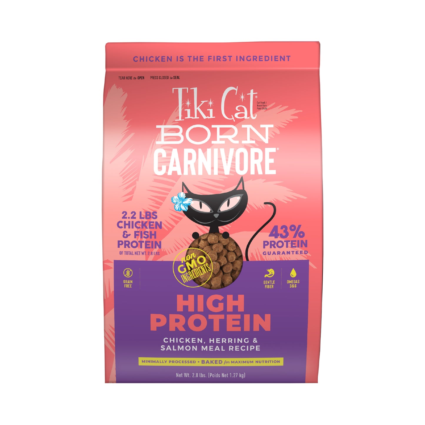 Tiki Cat Born Carnivore High Protein Dry Cat Food Chicken Herring & Salmon Meal 2.8lb
