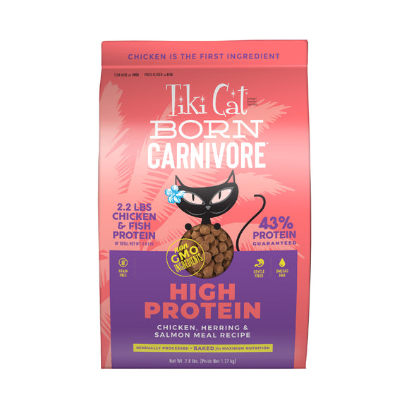 Tiki Cat Born Carnivore High Protein Dry Cat Food Chicken Herring & Salmon Meal 2.8lb