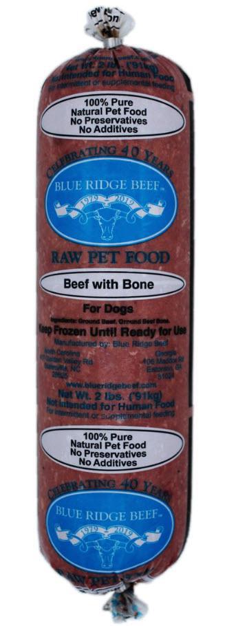 Blue Ridge Beef Frozen Dog Food Beef with Bone 2lb