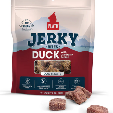 Plato Dog Treat Jerkey Bites 6 oz Duck