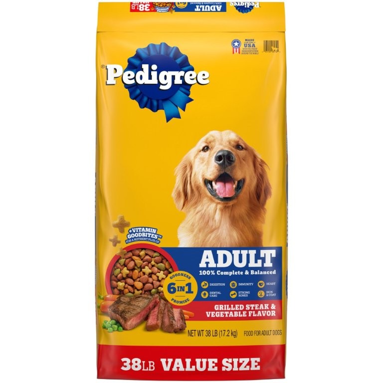 PEDIGREE Complete Nutrition Adult Dry Dog Food Grilled Steak & Vegetable Flavor Dog Kibble  38lb