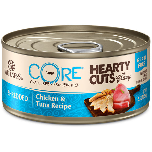 Wellness CORE Hearty Cuts Natural Grain Free Wet Canned Cat Food Chicken & Tuna 5.5oz Can