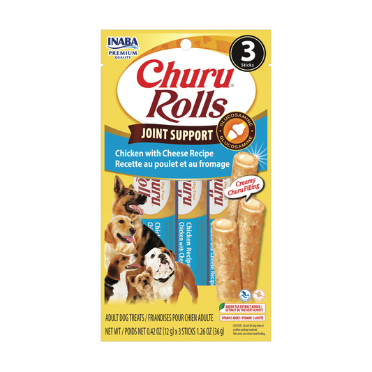 INABA Churu Bites for Dogs Joint Support Dog Treats 0.42 Oz Chicken with Cheese 3pk