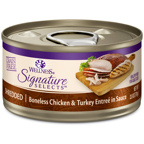 Wellness CORE Signature Selects Grain Free Canned Cat Food Shredded Chicken & Turkey in Sauce 2.8ozs