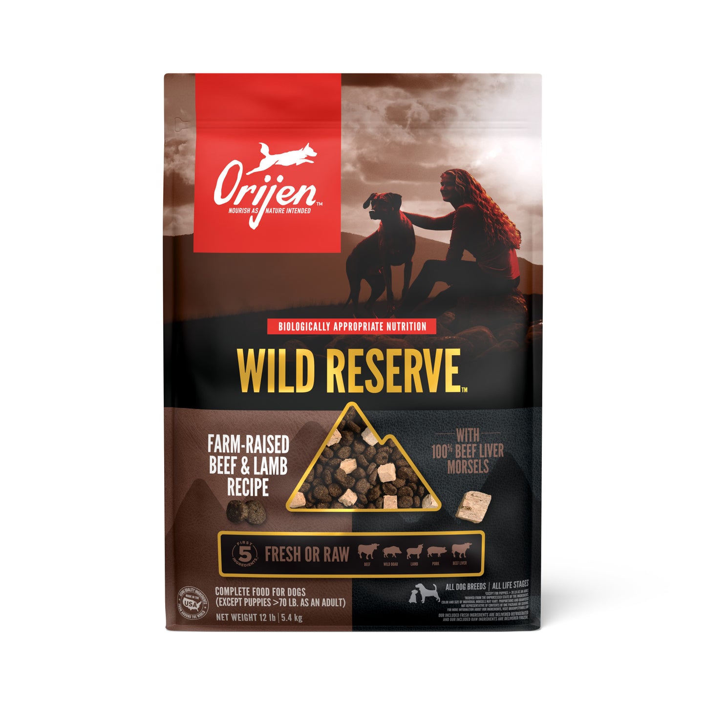 Orijen Dry Dog Food Wild Reserve Farm-Raised Beef & Lamb Recipe 12lb