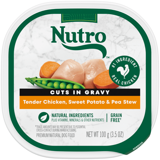 Nutro Wet Dog Food Cuts in Gravy Tender Chicken, Sweet Potato & Pea Stew 3.5oz cup